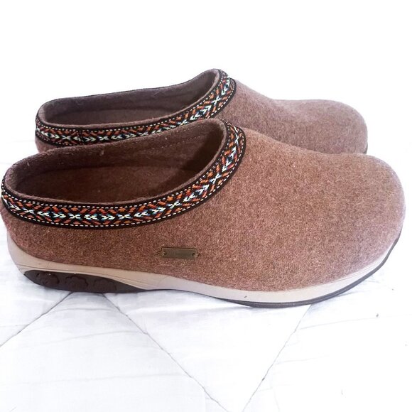 THERAFIT Dark Taupe Heather Wool Indoor/Outdoor Clog Slipper Comfort Shoe Sz 37 - Picture 6 of 13